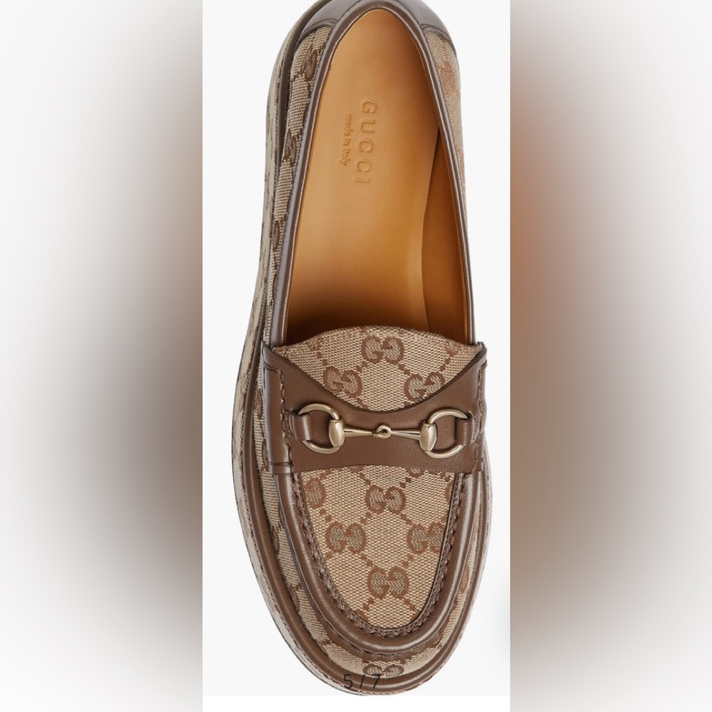 GUCCI Womens Ilde GG Supreme Canvas & Leather Flatform Loafers -Worn 1x 37.5/7.5 - Picture 5 of 16